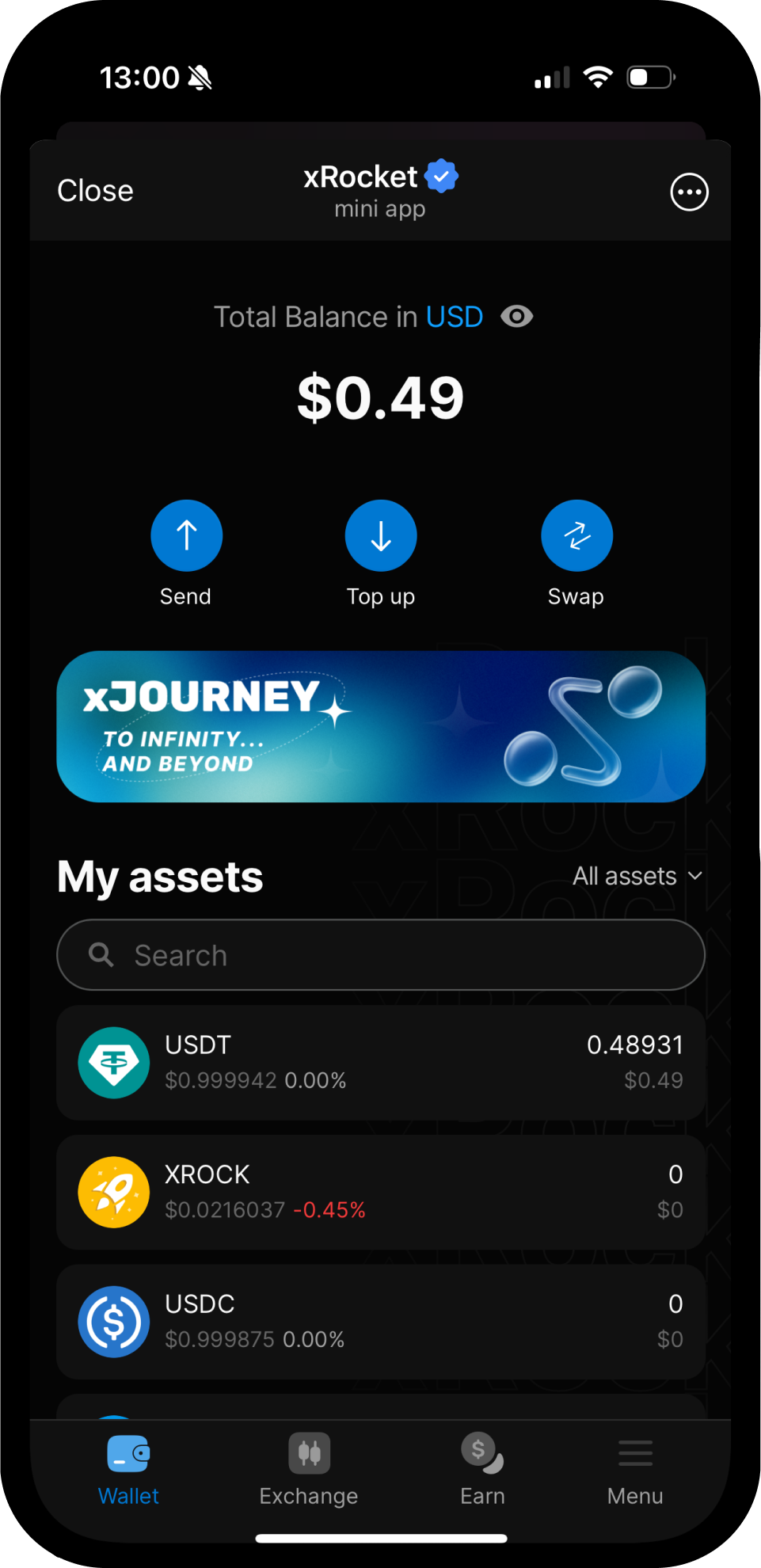 Screenshot of xRocket