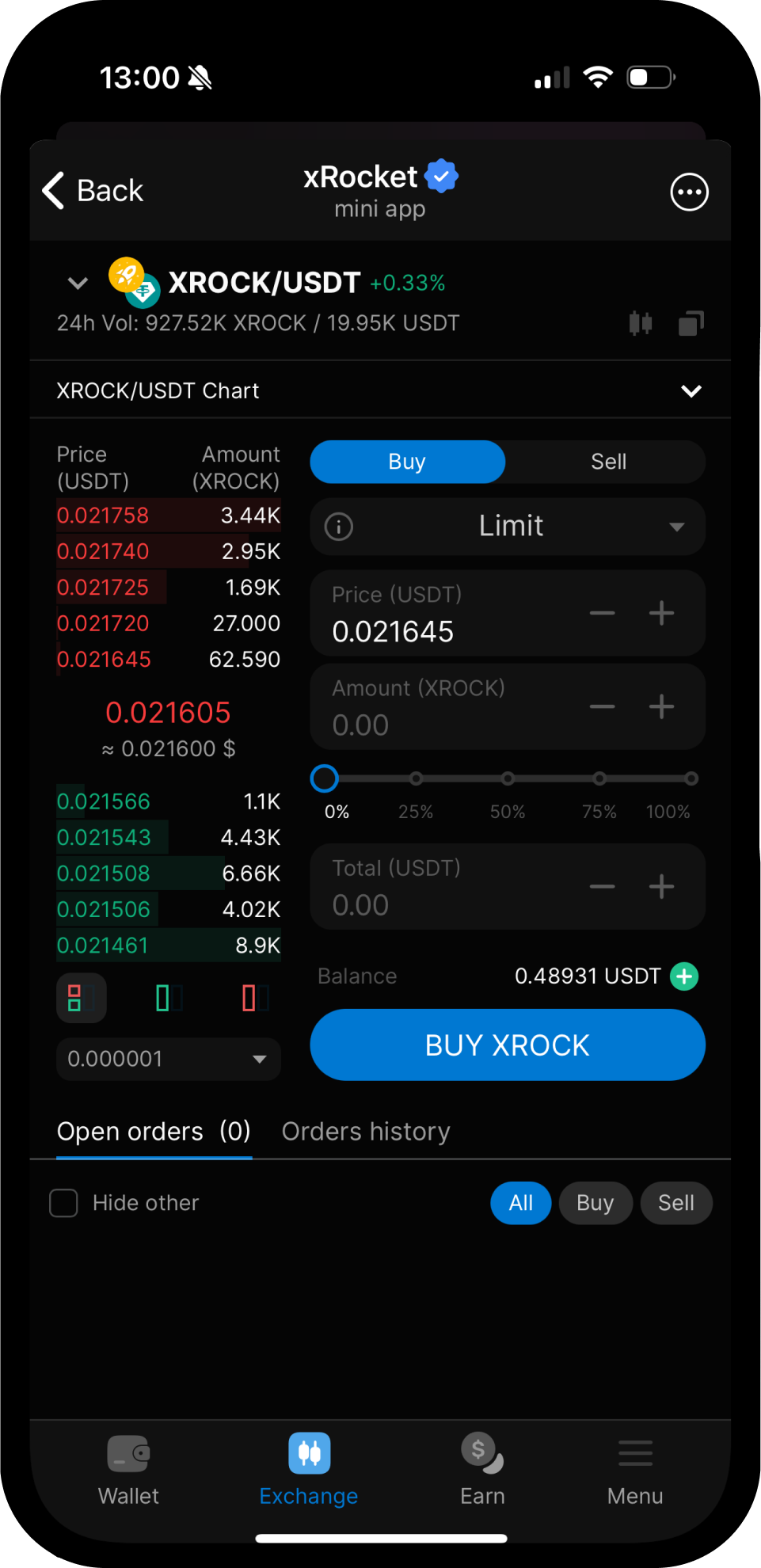Screenshot of xRocket