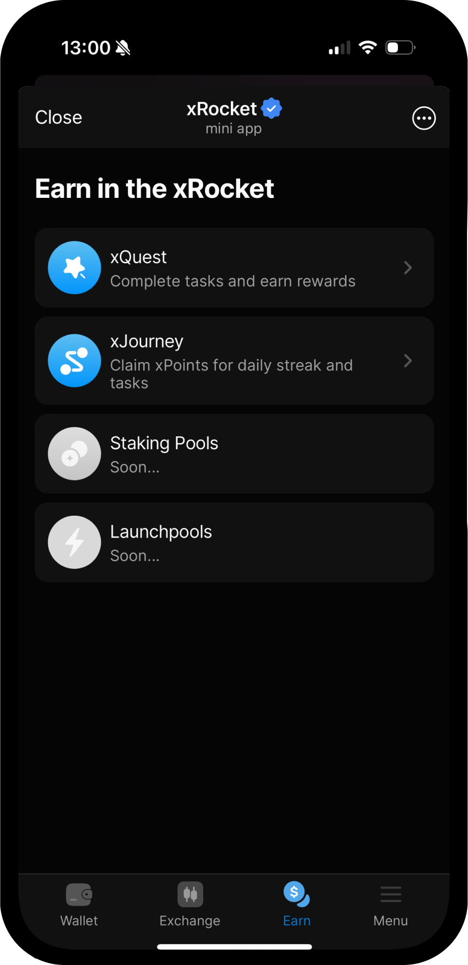 Screenshot of xRocket