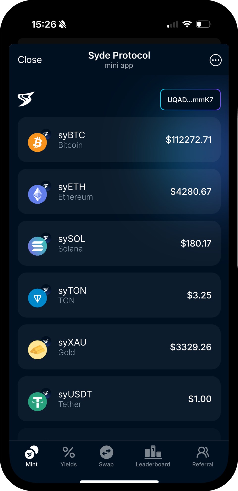 Screenshot of Syde Protocol