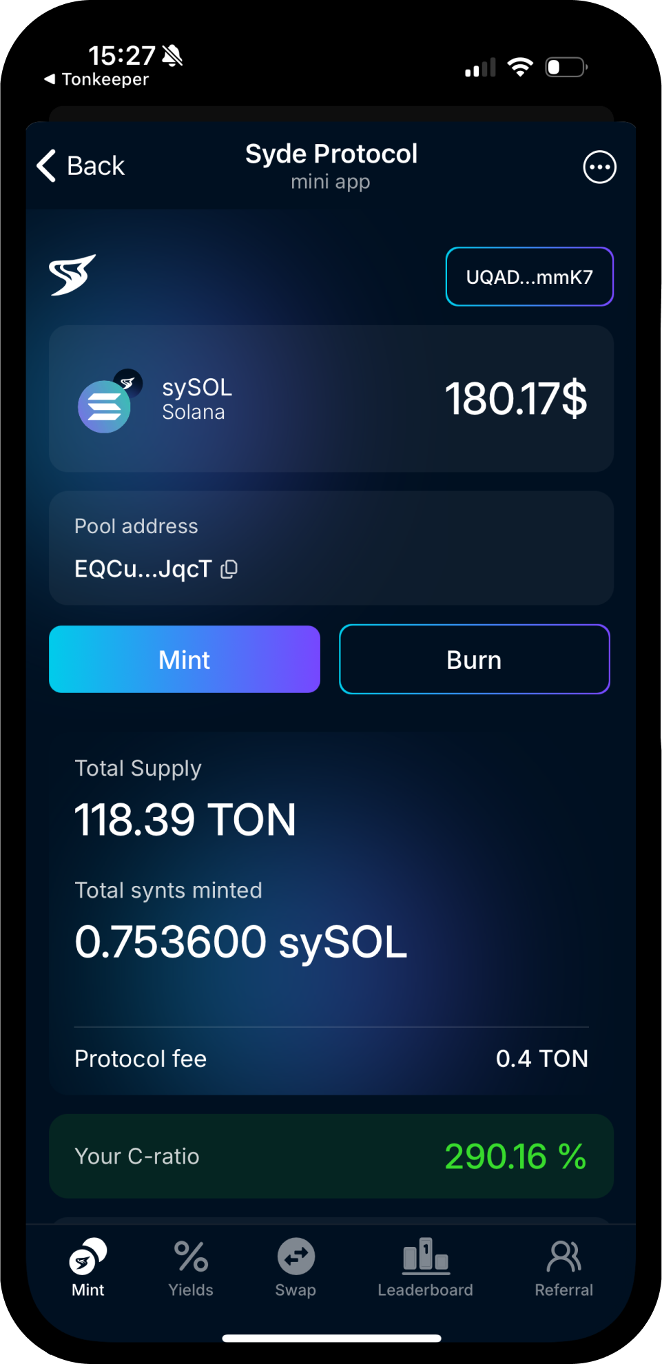 Screenshot of Syde Protocol