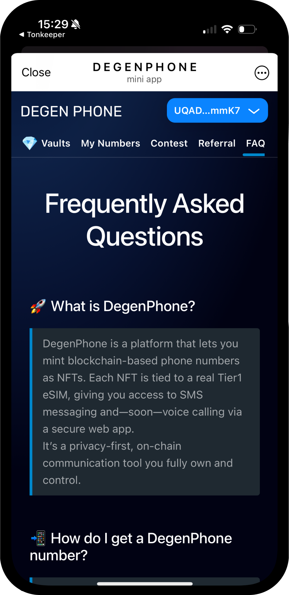 Screenshot of DEGENPHONE