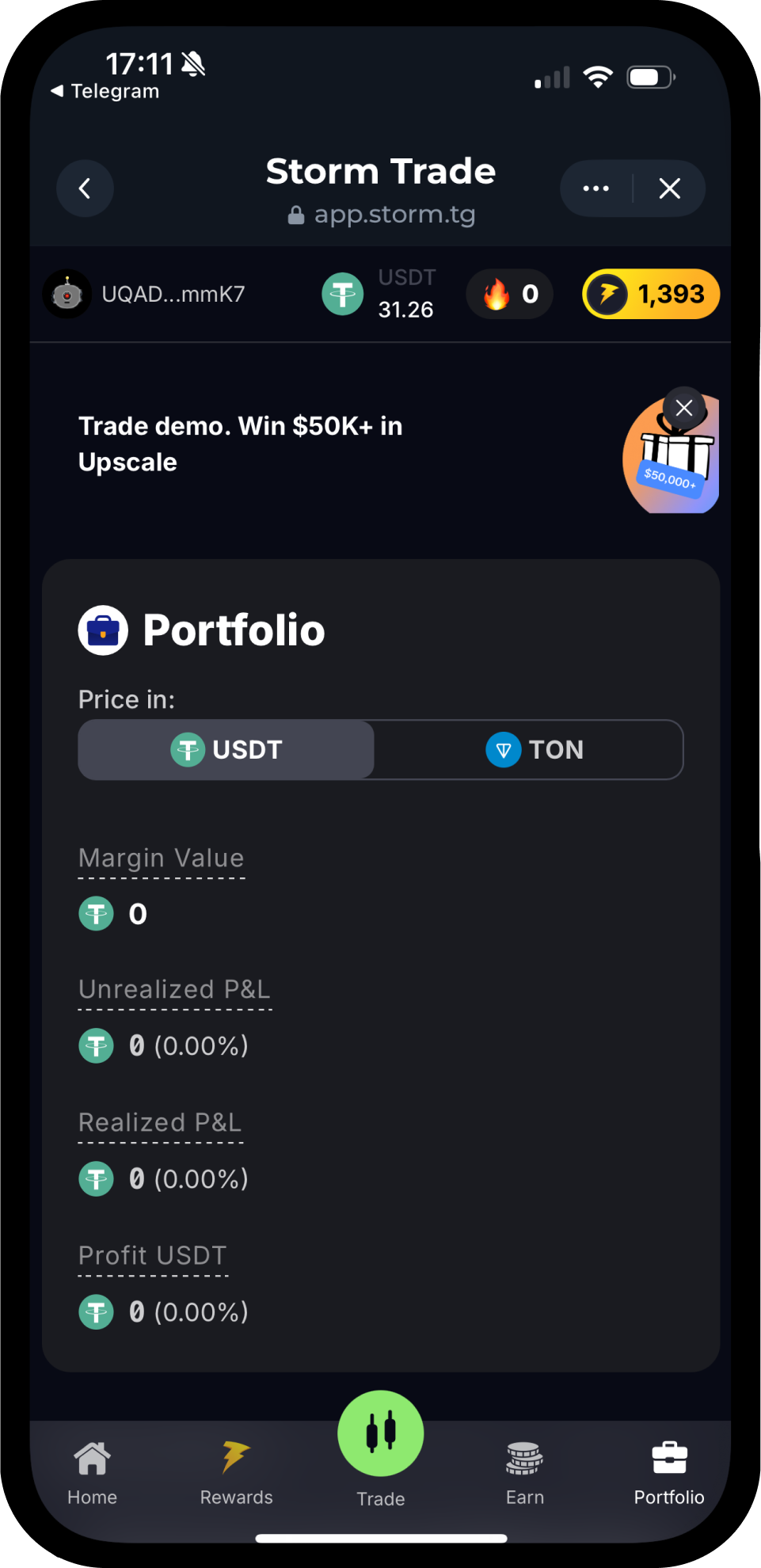 Screenshot of Storm Trade
