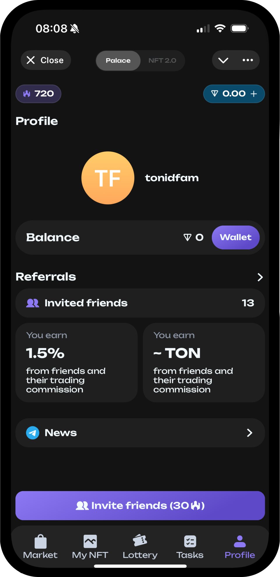 Screenshot of PalaceNFT