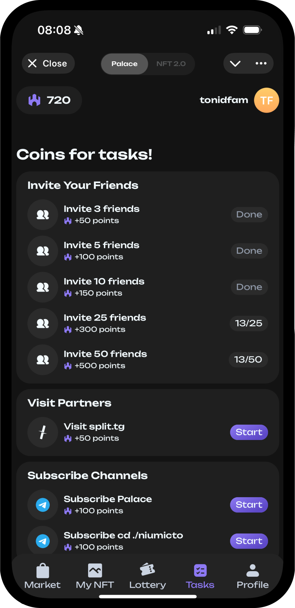 Screenshot of PalaceNFT